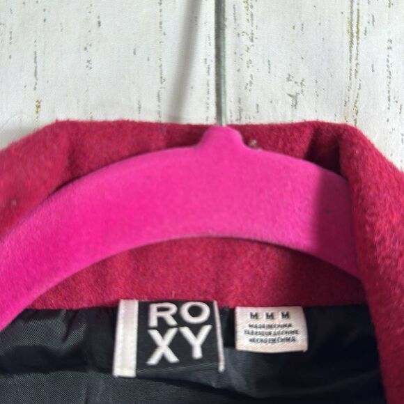 Roxy Y2K Wool Blend Double Breasted Cozy Winter Red Outdoor Peacoat Jacket - Picture 8 of 15